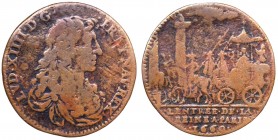 Francia - Luigi XIV (1643-1715) gettone 1660 - D/ LVD. XIIII. D. G - FR. ET. NAV. REX. - Busto corazzato e drappeggiato a destra - R/ in esergo LENTRE...