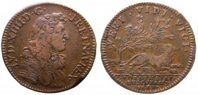 Francia - Luigi XIV (1643-1715) gettone 1668 - D/ .LVD. XIIII. D. G. FR. ET. NAV. REX. - busto corazzato a destra - R/ .VENI. VIDI. VICI. - il leone d...