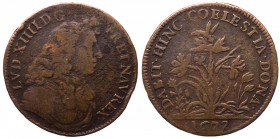 Francia - Luigi XIV (1643-1715) gettone 1672 - D/LVD. XIIII. D. G. FR. ET NAV. REX - busto corazzato a destra - R/ DABIT. HINC. COELESTIA. DONA. 1672 ...