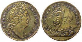 Francia - Luigi XIV (1643-1715) gettone prodotto a Norimberga - 1674 circa - D/LVDOVICVS . MAGNVS · REX · - testa nuda a destra - sotto LGL - R/ · PVG...