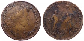 Francia - Luigi XIV (1643-1715) gettone 1681 circa - D/ LUDOVICO MAGNO XIIII testa nuda a destra - R/ FRANCORUM EXERCITUS AD RHENUM TER VICTOR - La Vi...