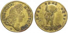 Francia - Luigi XIV (1643-1715) gettone prodotto nel 1696 - D/ LVDOVICVS . MAGNVS &middot; REX &middot; - testa nuda a destra - sotto N; R/ FERT &midd...