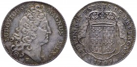 Francia - Luigi XIV (1643-1715) gettone per la Bretagna 1709 - D/ D/ LUDOVICUS - MAGNUS REX - Testa del sovrano a destra - R/ JETON DES ESTATS DE BRET...