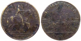 Francia - Luigi XIV (1643-1715) gettone - D/ TVETVR ET ORNAT - statua equestre in esergo IPL - R/ LA VILLE DE PARIS- veduta di Parigi - AE gr. 5,65
M...