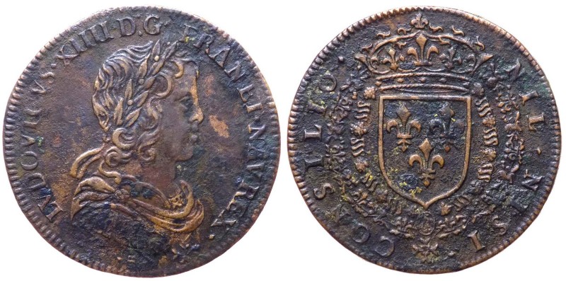 Francia - Luigi XIV (1643-1715) gettone - D/ LVD XIIII D . G . F . ET . NAV . RE...