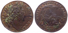 Francia - Luigi XIV (1643-1715) gettone - D/ LVDOVICVS MAGNVS REX · - testa nuda a destra - R/ VETERES REVOCABIT ARTES in esergo AEDIFICIA REGIA - Pal...