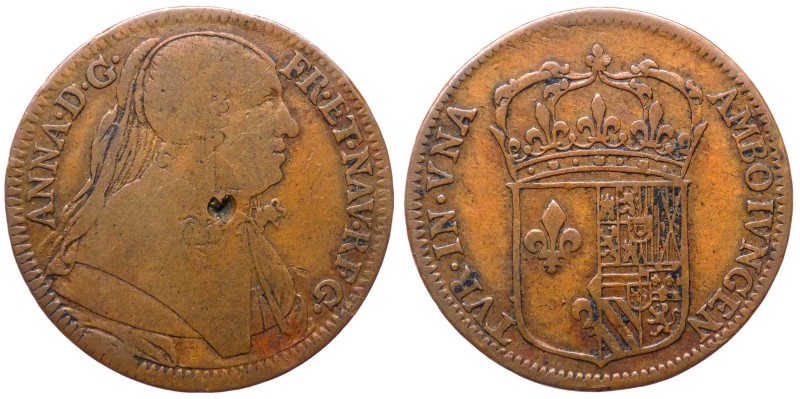 Francia - Anna d'Austria, madre di Luigi XIV (1643-1715) gettone - D/ ANNA. D. G...