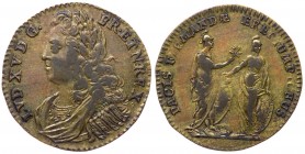 Francia - Luigi XV (1715-1774) gettone emesso dopo il 1719 - D/LVD&middot;XV&middot;D&middot;G&middot;FR&middot;ET&middot;NAV&middot;REX. - busto laur...