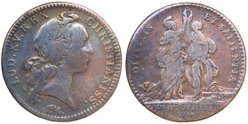 Francia - Luigi XV (1715-1774), gettone 1744 - D/ LUD.XV.REX CHRISTIANISS - testa del re a destra - R/ DIVITIIS ET SAPIENTIA in esergo CH. AUX DENIERS...