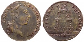 Francia - Luigi XVI (1775-1791) gettone - D/LVD. XVI. D. G. FR .ET. NAV. REX. - testa a destra - R/ OPTIMO PRINCIPI - statua equestre - in esergo 1743...