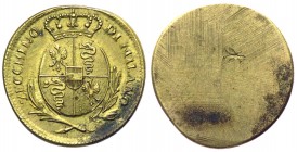 Italia - Milano - Periodo di Maria Teresa d'Asburgo (1740-1780) peso dello zecchino di Milano con contromarca sul rovescio - ottone gr. 3,48
SPL
