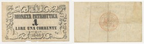 Venezia - Moneta Patriottica - 1 Lira Corrente 1848 - Rif.Crapanzano MP1 - Emessa con decreto del Governo provvisorio del 19 Settembre 1848 dalla Banc...