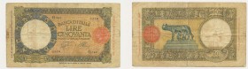 Regno d'Italia - Biglietti di BancaVittorio Emanuele III (1900-1943) 50 Lire "Lupetta" (Fascio - Roma) 1°Tipo - Azzolini/Urbini 27/08/1937 - Gig.BI6G ...