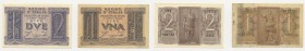 Lotto n.2 Banconote - Regno d'ItaliaVittorio Emanuele III (1900-1943) - 1 Lira "Impero" - Grassi/Porena/Cossu 14-11-1939 - Gig.BS4A / 2 Lire "Impero" ...