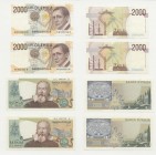 Lotto n.4 Banconote - Repubblica Italiana - Biglietti di Banca - 2000 Lire "Galileo Galilei" - Carli/Barbarito 08-10-1973 - Gig.BI59A - 2000 Lire "Gal...