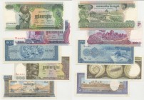 Cambogia - Lotto n.5 Banconote - 50 Riels 1956-1975 - Rif. KP 7 - 100 Riels 1956-1975 - Rif. KP 8 - 100 Riels 1972 - Rif. KP 13b - 100 Riels 1973 - Ri...