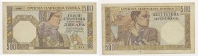 Serbia - Occupazione Tedesca WWII - 500 Dinara 1941 - Rif. KP 27b 
n.a.
