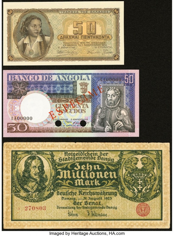 World (Angola, Danzig, Greece) Group Lot of 3 Examples Issued / Proof /Specimen ...