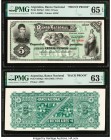 Argentina Banco Nacional 5 Pesos 1.1.1883 Pick S678p1; S678p2 Front and Back Proofs PMG Gem Uncirculated 65 EPQ; Choice Uncirculated 63 EPQ. 

HID0980...