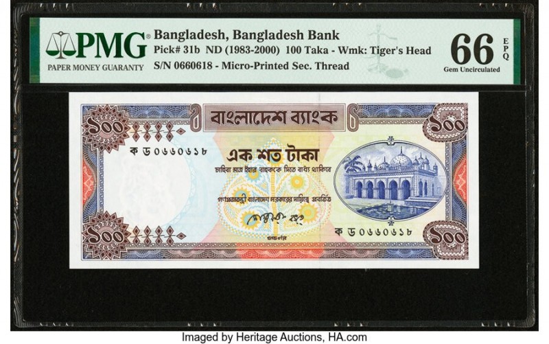 Bangladesh Bangladesh Bank 100 Taka ND (1983-2000) Pick 31b PMG Gem Uncirculated...