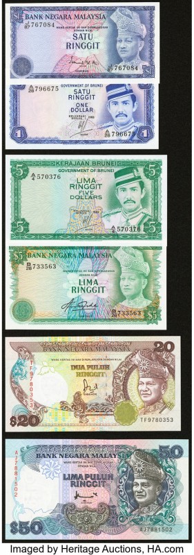 World (Brunei, Malaysia) Group Lot of 6 Examples Crisp Uncirculated. 

HID098012...