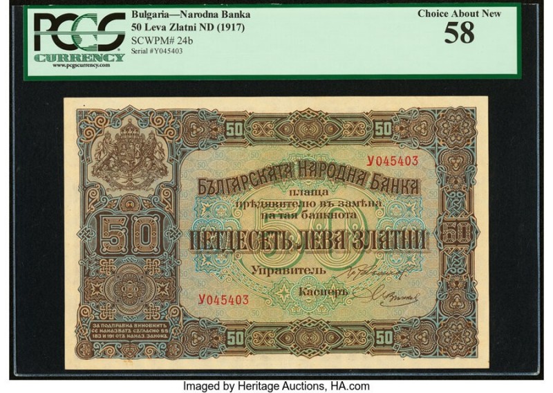 Bulgaria Bulgaria National Bank 50 Leva Zlatni ND (1917) Pick 24b PCGS Currency ...