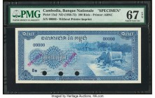 Cambodia Banque Nationale du Cambodge 100 Riels ND (1956-72) Pick 13s2 Specimen PMG Superb Gem Unc 67 EPQ. Three POCs noted.

HID09801242017

© 2020 H...