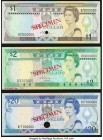 Fiji 1987-88 Specimen Set of 3 Examples About Uncirculated-Crisp Uncirculated. Pick numbers 86s, 87s and 88s. One POC present on two examples.

HID098...