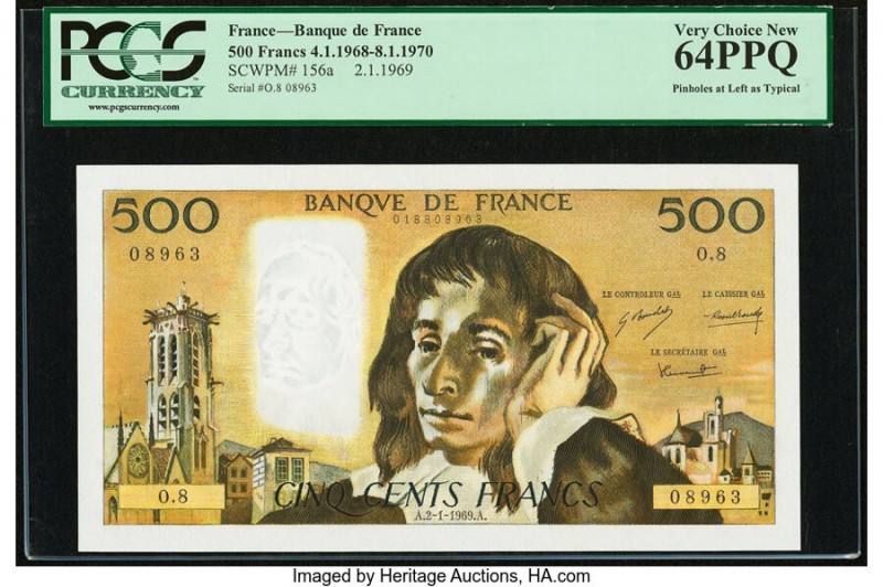 France Banque de France 500 Francs 2.1.1969 Pick 156a PCGS Currency Very Choice ...