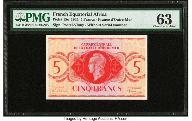 French Equatorial Africa Caisse Centrale de la France d'Outre-Mer 5 Francs 1944 ...