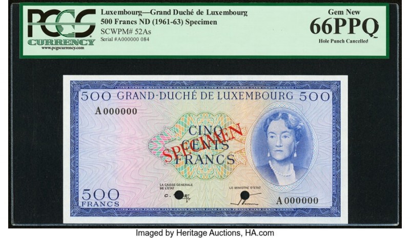 Luxembourg Grand Duche de Luxembourg 500 Francs ND (1961-63) Pick 52As Specimen ...
