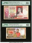 Madagascar Banque Centrale de la Republique Malgache 5000 Francs = 1000 Ariary; 500 Francs = 100 Ariary ND (1974); ND (1988-93) Pick 66a; 71a Two Exam...