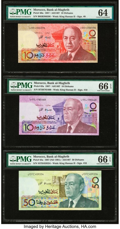 Morocco Bank al-Maghrib Group Lot of 6 Graded Examples PMG Choice Uncirculated 6...
