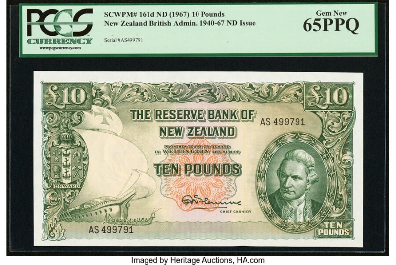 New Zealand Reserve Bank of New Zealand 10 Pounds ND (1960-67) Pick 161d PCGS Ge...