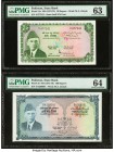 Pakistan State Bank of Pakistan 10; 100 Rupees ND (1972-75); ND (1973-78) Pick 21a; 23 Two Examples PMG Choice Uncirculated 63; Choice Uncirculated 64...