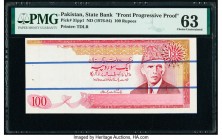 Pakistan State Bank of Pakistan 100 Rupees ND (1976-84) Pick 31pp1 Front Progressive Proof PMG Choice Uncirculated 63. Staple holes at issue and minor...