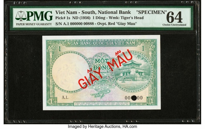 South Vietnam National Bank of Viet Nam 1 Dong ND (1956) Pick 1s Specimen PMG Ch...