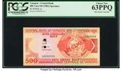 Vanuatu Central Bank of Vanuatu 500 Vatu ND (1982) Pick 2s Specimen PCGS Choice New 63PPQ. Two POCs.

HID09801242017

© 2020 Heritage Auctions | All R...