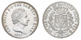 Regno di Sardegna
Carlo Felice (1821-1831)
5 Lire 1825 - Zecca: Torino - Diritto: effigie del Re a destra - Rovescio: stemma completo di Casa Savoia...