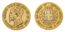 Regno di Sardegna
Vittorio Emanuele II (1849-1861)
10 Lire 1853 - Zecca: Torino - Diritto: effigie del Re a sinistra - Rovescio: stemma di Casa Savo...