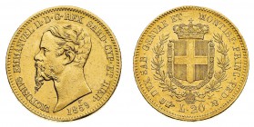 Regno di Sardegna
Vittorio Emanuele II (1849-1861)
20 Lire 1859 - Zecca: Genova - Diritto: effigie del Re a sinistra - Rovescio: stemma di Casa Savo...