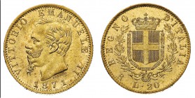 Regno d'Italia
Vittorio Emanuele II (1861-1878)
20 Lire 1871 - Zecca: Roma - Diritto: effigie del Re a sinistra - Rovescio: stemma di Casa Savoia co...