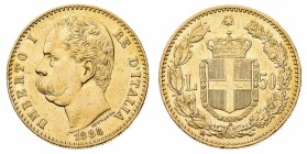 Regno d'Italia
Umberto I (1878-1900)
50 Lire 1884 - Zecca: Roma - Diritto: effigie del Re a sinistra - Rovescio: stemma di Casa Savoia coronato e ci...