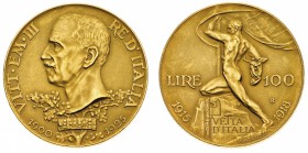 Regno d'Italia
Vittorio Emanuele III (1900-1946)
100 Lire Vetta d'Italia 1925 - Zecca: Roma - Diritto: effigie del Re a sinistra - Rovescio: figura ...