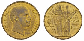 Collezione di Prove e Progetti
Regno d'Italia - Vittorio Emanuele III (1900-1946)
Progetto Johnson 100 Lire 1903 - Diritto: effigie del Re a destra ...