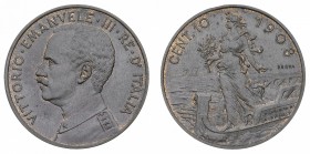 Collezione di Prove e Progetti
Regno d'Italia - Vittorio Emanuele III (1900-1946)
Prova del 10 Centesimi Italia su Prora 1908 - Zecca: Roma - Diritt...
