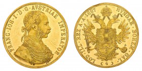 Europa
Austria e Sacro Romano Impero
Francesco Giuseppe I d'Asburgo (1848-1916) - 4 Ducati 1887 - Zecca: Vienna - Diritto: testa laureata dell'Imper...