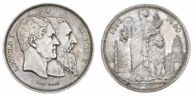 Europa
Belgio
Leopoldo II (1865-1909) - 5 Franchi 1880 celebrativo dei 50 anni dell'indipendenza - Zecca: Bruxelles - Diritto: effigi affiancate del...
