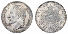 Europa
Francia
Napoleone III (1852-1870) - 5 Franchi 1868 PCGS MS61 - Zecca: Strasburgo - Diritto: testa laureata di Napoleone a sinistra - Rovescio...
