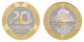 Europa
Francia
Quinta Repubblica (dal 1959) - 20 Franchi bimetallico 1992 Mont Saint Michel - Zecca: Parigi (Friedb. n. 632b) (Gad. n. 871)
